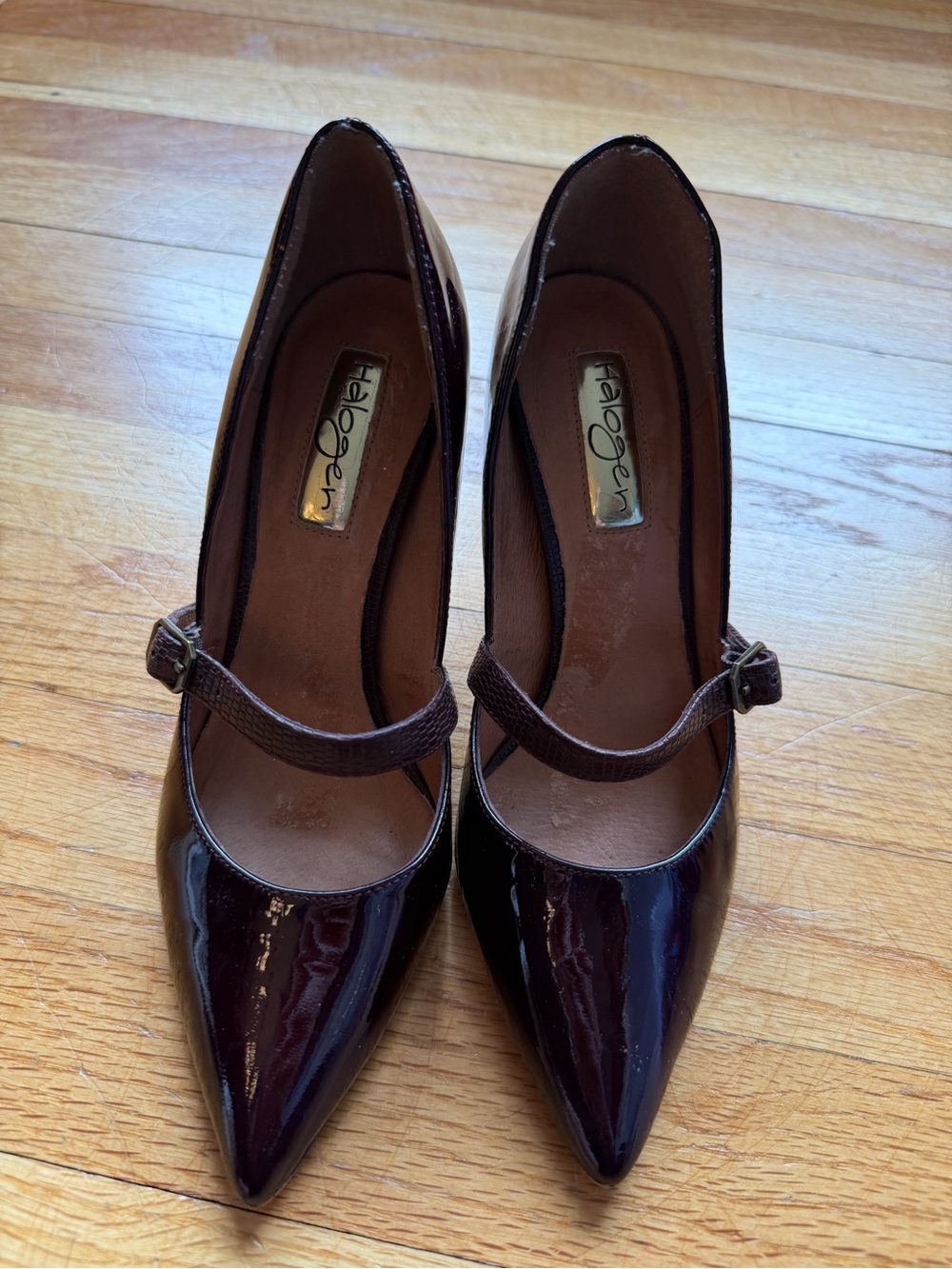 Halogen Burgundy Patent Mary Jane Pointed Pumps